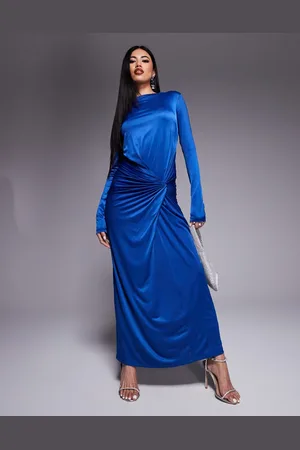 DASKA Twist front dress in blue