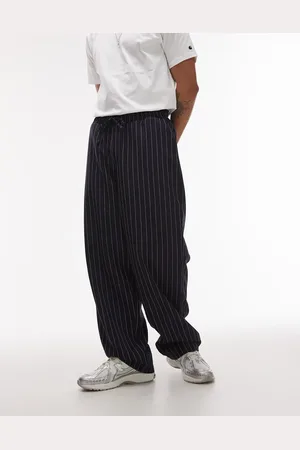 Topman Elasticated waist wide leg pants in navy