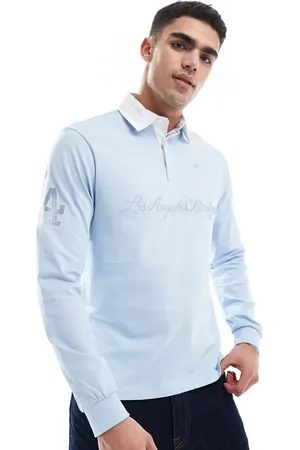 New Era LA Dodgers logo rugby polo top in light