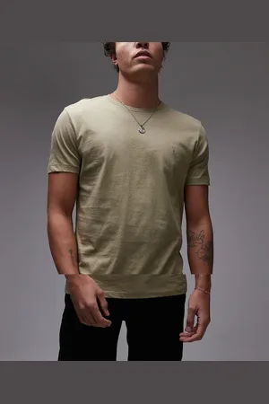 AllSaints Tonic crew t-shirt 3 pack in white brown green-Black