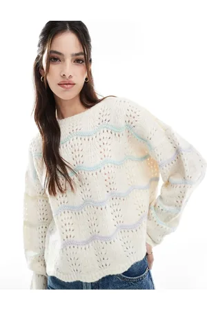 VERO MODA Ombre yarn jumper in cream mix-White