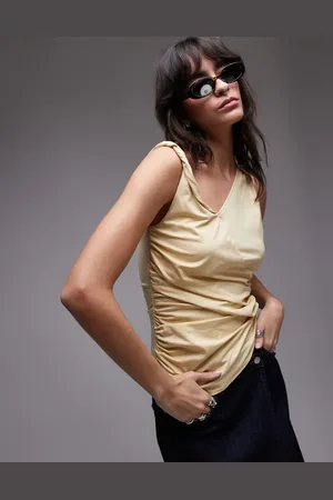 & OTHER STORIES Jersey top with twist and drape detail in