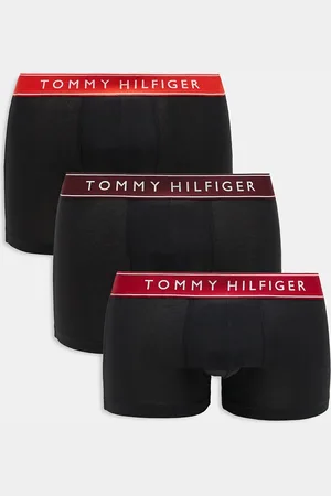 Tommy Hilfiger Everyday essentials 3 pack trunks in black with red waistbands