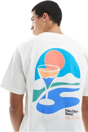 Only & Sons Relaxed fit t-shirt with palm back print in white