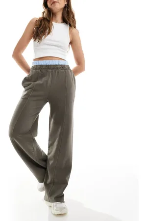 Pull&Bear Boxer waistband wide leg trackies in