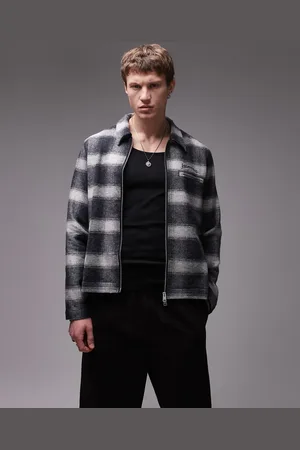 AllSaints Ellis zip through check jacket in black white-Multi