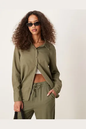 JDY Relaxed linen shirt in (part of a set)-Green