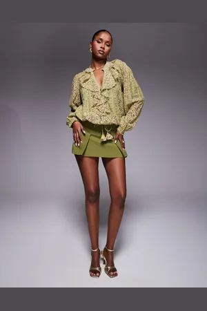 River Island Belted tailored mini skort in -Green