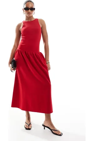 4th & Reckless Sleeveless racerneck drop waist midaxi dress in