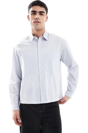 Pull&Bear Long sleeved textured checked shirt in