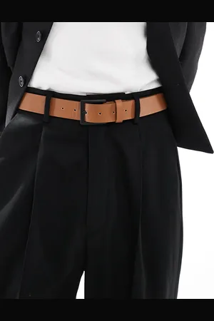ASOS Faux leather belt with contrast buckle in brown