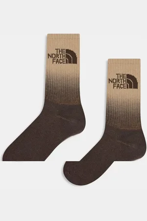 The North Face 2 pack ombre logo socks in green and brown