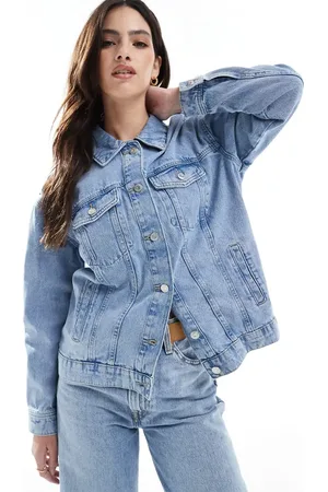 ONLY Oversized denim jacket in acid wash blue