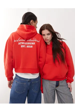 Reclaimed Unisex boxy logo hoodie in