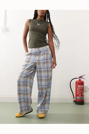 Reclaimed Wide leg pants in blue check