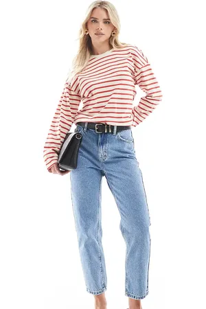 Pull&Bear Petite high rise mom jeans in mid