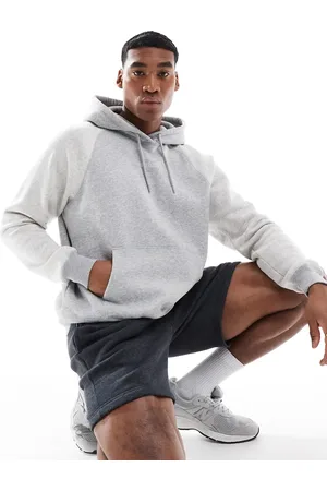 Hollister Boxy varsity logo hoodie with contrast sleeves in