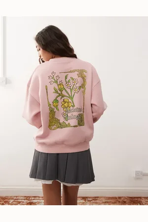 Reclaimed Sweatshirt with gothic floral print in -Green