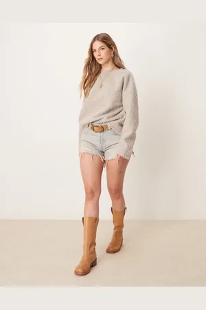 Free People Now Or Never distressed denim shorts in blue
