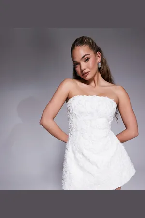 Murci Exclusive structured bandeau 3D floral mini dress in