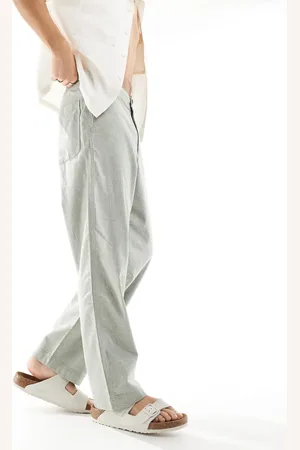 Hollister Baggy flex waist linen look pants in textured -Blue