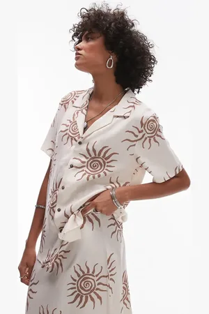 Rhythm Seafarer short sleeve beach shirt in and brown (part of a set)