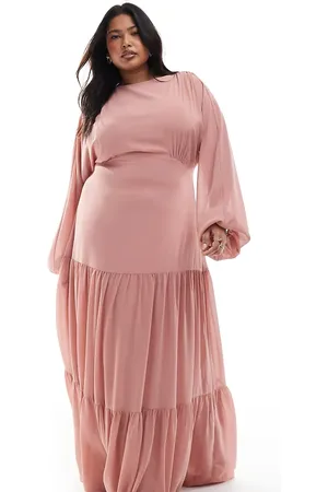 TFNC Bridesmaid chiffon maxi dress with tiered skirt in