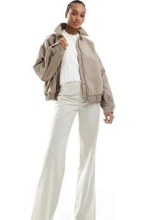 Stradivarius Tall tailored straight leg pants in -Neutral
