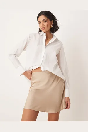 VILA Satin mini skirt in mink-Neutral