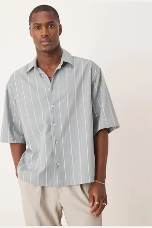 ASOS Oversized boxy half sleeve shirt in green stripe