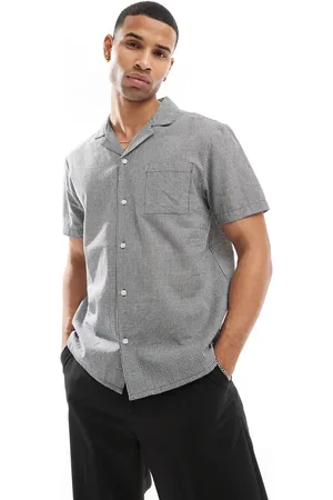 Another Influence Gingham check short sleeve shirt in -Grey