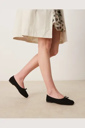 ASOS Landmark suede high-vamp ballets in black