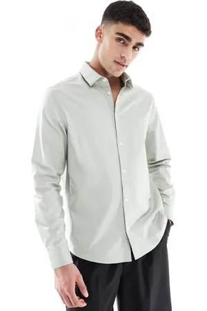 ASOS Formal easy iron twill regular shirt in -Green