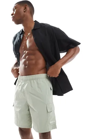 River Island Cargo swim shorts in light green