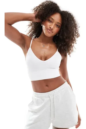 ONLY Ribbed seamless strappy bralet in white