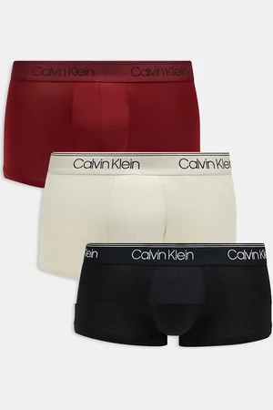 Calvin Klein Microfibre Stretch 3 pack low rise trunks in black/red/neutral