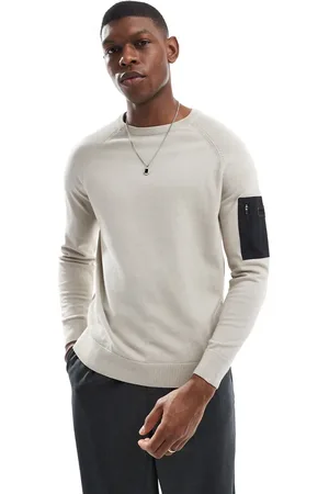 Barbour Blades crew neck jumper in stone-Neutral