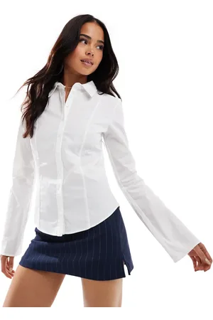 Bershka Bengaline mini skirt in pinstripe-Blue