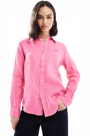 Ralph Lauren Linen shirt with logo in pink