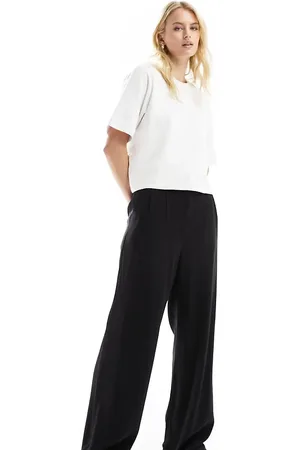 ASOS ASOS DESIGN Tall tailored high waist seam detail wide leg linen pants in
