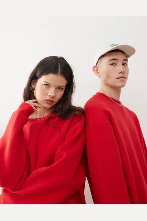 Reclaimed Unisex boxy jumper in cherry