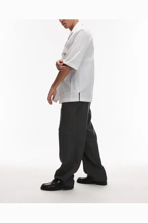Topman Pinstripe wide leg pants in