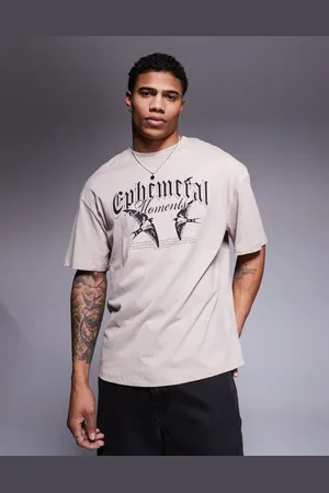ADPT. Oversized t-shirt with birds chest print in cream-White