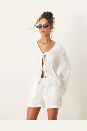 JDY Tie front cheesecloth shirt in (part of a set)