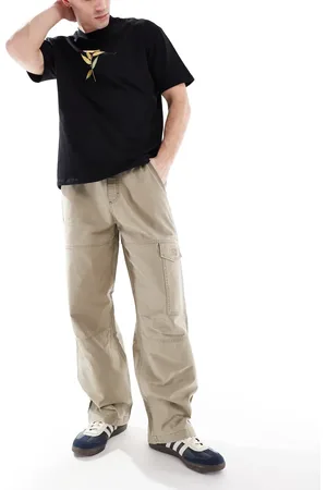 Wrangler Drawstring loose fit cotton carpenter pants in -Neutral