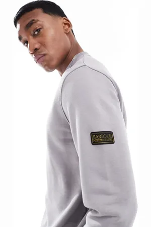 Barbour Badge crew neck sweatshirt in granite grey-Green