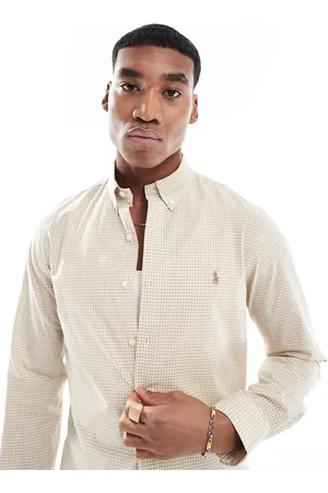 Ralph Lauren Icon logo check slim fit bistretch poplin shirt in -Neutral
