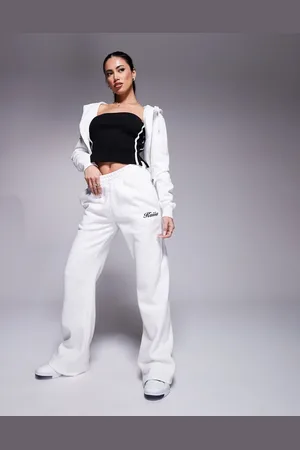 Kaiia Wide leg logo trackies in (part of a set)-White