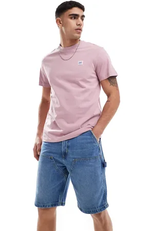 Lee Relaxed fit double knee carpenter shorts in mid blue wash