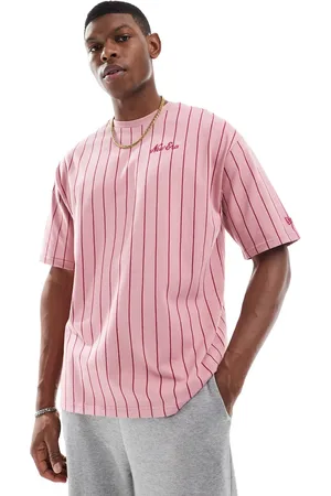 New Era Pinstripe script logo t-shirt in